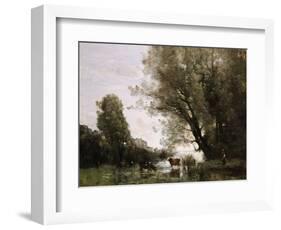 Banks of a Pond in Normandy-Jean-Baptiste-Camille Corot-Framed Giclee Print