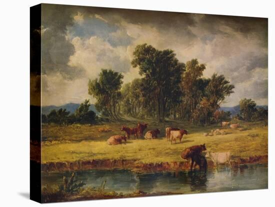 'Banks of the Envy, near Rhuddlan', 1852, (1938)-Alfred Vickers-Stretched Canvas