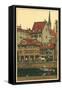 Banks of the Limmat, Zurich, Switzerland-null-Framed Stretched Canvas