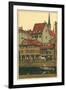 Banks of the Limmat, Zurich, Switzerland-null-Framed Art Print