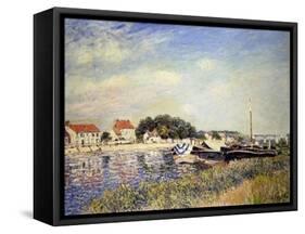 Banks of the Loing at Saint-Mammes-Alfred Sisley-Framed Stretched Canvas