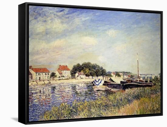 Banks of the Loing at Saint-Mammes-Alfred Sisley-Framed Stretched Canvas