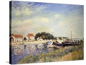 Banks of the Loing at Saint-Mammes-Alfred Sisley-Stretched Canvas