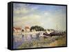 Banks of the Loing at Saint-Mammes-Alfred Sisley-Framed Stretched Canvas