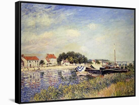 Banks of the Loing at Saint-Mammes-Alfred Sisley-Framed Stretched Canvas