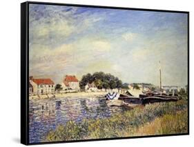 Banks of the Loing at Saint-Mammes-Alfred Sisley-Framed Stretched Canvas