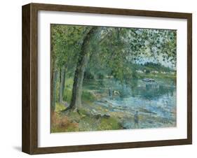 Banks of the Oise at Auvers-Sur Oise; Bords De L'Oise a Auvers-Sur-Oise, 1878-Camille Pissarro-Framed Giclee Print