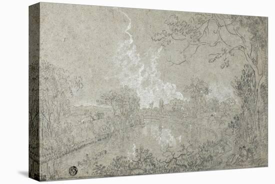 Banks of the River Dee Near Eaton Hall, Cheshire, C.1759-Richard Wilson-Stretched Canvas