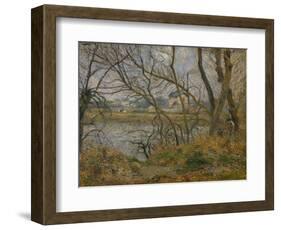 Banks of the River Oise Near Pontoise, Grey Sky, 1878-Camille Pissarro-Framed Giclee Print