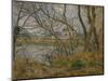Banks of the River Oise Near Pontoise, Grey Sky, 1878-Camille Pissarro-Mounted Giclee Print