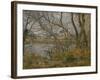 Banks of the River Oise Near Pontoise, Grey Sky, 1878-Camille Pissarro-Framed Giclee Print