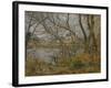 Banks of the River Oise Near Pontoise, Grey Sky, 1878-Camille Pissarro-Framed Giclee Print