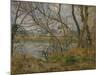 Banks of the River Oise Near Pontoise, Grey Sky, 1878-Camille Pissarro-Mounted Giclee Print