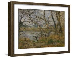 Banks of the River Oise Near Pontoise, Grey Sky, 1878-Camille Pissarro-Framed Giclee Print