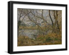 Banks of the River Oise Near Pontoise, Grey Sky, 1878-Camille Pissarro-Framed Giclee Print