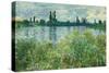 Banks of the Seine, Vétheuil. Dated: 1880. Dimensions: overall: 73.4 x 100.5 cm (28 7/8 x 39 9/1...-Claude Monet-Stretched Canvas