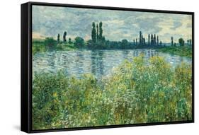 Banks of the Seine, Vétheuil. Dated: 1880. Dimensions: overall: 73.4 x 100.5 cm (28 7/8 x 39 9/1...-Claude Monet-Framed Stretched Canvas