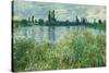 Banks of the Seine, Vétheuil. Dated: 1880. Dimensions: overall: 73.4 x 100.5 cm (28 7/8 x 39 9/1...-Claude Monet-Stretched Canvas