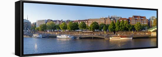 Banks of Weser, Martinianleger (Downtown Pier), Bremen, Germany, Europe-Chris Seba-Framed Stretched Canvas