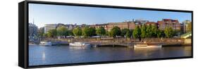 Banks of Weser, Martinianleger (Downtown Pier), Bremen, Germany, Europe-Chris Seba-Framed Stretched Canvas