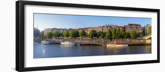 Banks of Weser, Martinianleger (Downtown Pier), Bremen, Germany, Europe-Chris Seba-Framed Premium Photographic Print