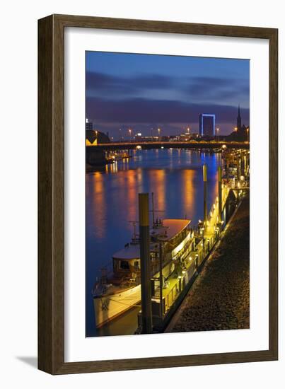 Banks of Weser, Martinianleger (Downtown Pier), Bremen, Germany, Europe-Chris Seba-Framed Photographic Print