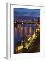 Banks of Weser, Martinianleger (Downtown Pier), Bremen, Germany, Europe-Chris Seba-Framed Photographic Print