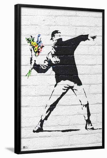 Banksy- Rage, Flower Thrower-Banksy-Framed Poster