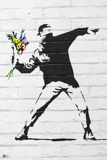 Banksy- Rage, Flower Thrower-Banksy-Lamina Framed Poster