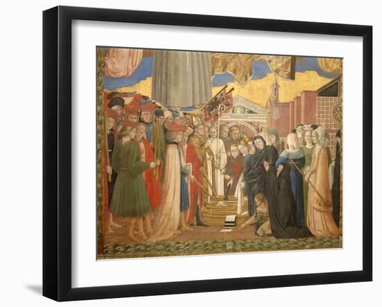 Banner of San Bernardino, People from Perugia Thank the Saint for the End of the Plague, C.1420-96-Benedetto Bonfigli-Framed Giclee Print