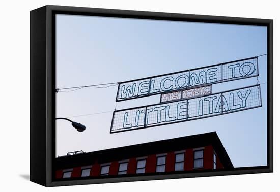 Banner on Mulberry Street, Little Italy, New York City-Sabine Jacobs-Framed Stretched Canvas