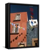 Banners in Street, San Miguel De Allende, Mexico-Nancy Rotenberg-Framed Stretched Canvas