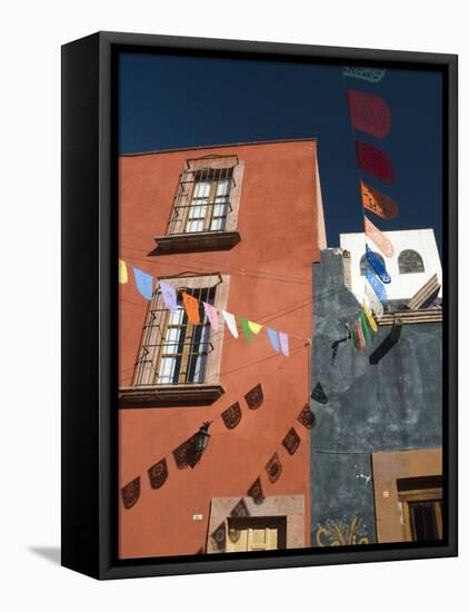 Banners in Street, San Miguel De Allende, Mexico-Nancy Rotenberg-Framed Stretched Canvas