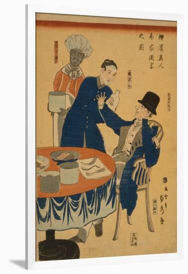 Banquet at a foreign mercantile house in Yokohama, 1861-Utagawa Sadahide-Framed Giclee Print