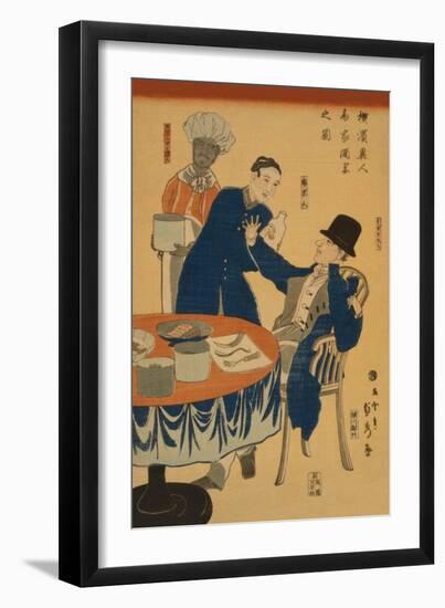 Banquet at a Foreign Mercantile House in Yokohama (Yokohama Ijin Sho?Ka Shuen No Zu)-Sadahide Utagawa-Framed Art Print