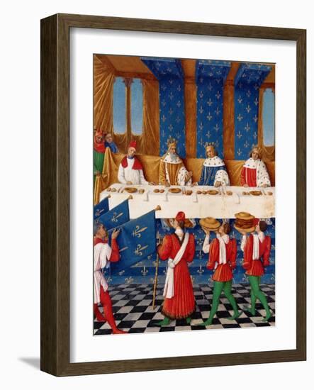 Banquet Given by Charles V (1338-80) in Honour of His Uncle Emperor Charles IV in 1378, circa 1460-Jean Fouquet-Framed Giclee Print