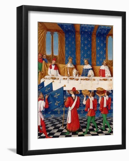 Banquet Given by Charles V (1338-80) in Honour of His Uncle Emperor Charles IV in 1378, circa 1460-Jean Fouquet-Framed Giclee Print