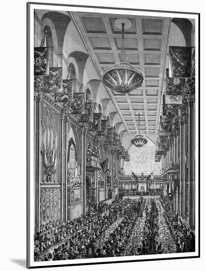 Banquet in the Great Hall for Queen Victoria, Guildhall, City of London, November 1837-null-Mounted Giclee Print