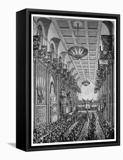 Banquet in the Great Hall for Queen Victoria, Guildhall, City of London, November 1837-null-Framed Stretched Canvas