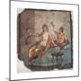 Banquet scene, Roman wall painting, from Herculaneum, 62-79 A.D. Archaeological Museum, Naples-null-Mounted Premium Giclee Print