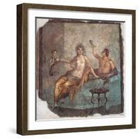 Banquet scene, Roman wall painting, from Herculaneum, 62-79 A.D. Archaeological Museum, Naples-null-Framed Art Print