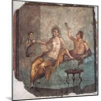 Banquet scene, Roman wall painting, from Herculaneum, 62-79 A.D. Archaeological Museum, Naples-null-Mounted Art Print