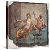 Banquet scene, Roman wall painting, from Herculaneum, 62-79 A.D. Archaeological Museum, Naples-null-Stretched Canvas