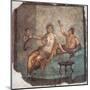 Banquet scene, Roman wall painting, from Herculaneum, 62-79 A.D. Archaeological Museum, Naples-null-Mounted Art Print