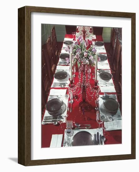 Banquet Table Settings-null-Framed Art Print