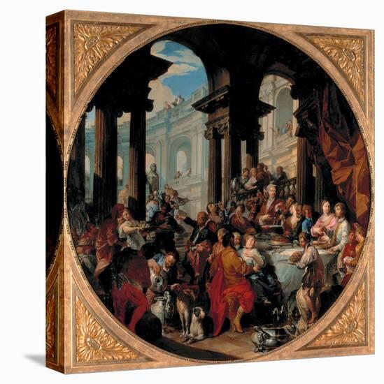 Banquet Under a Portico-Giovanni Paolo Pannini-Stretched Canvas