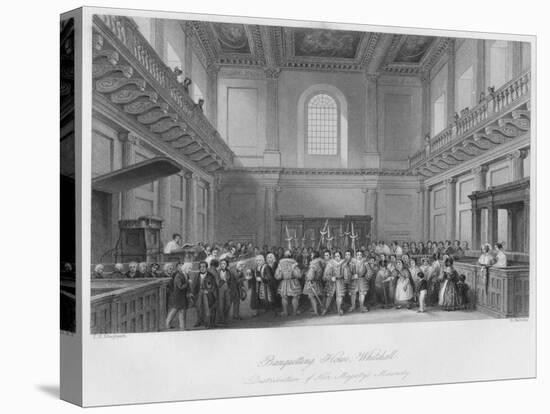 'Banqueting House, Whitehall. Distribution of Her Majesty's Maundy', c1841-Henry Melville-Stretched Canvas
