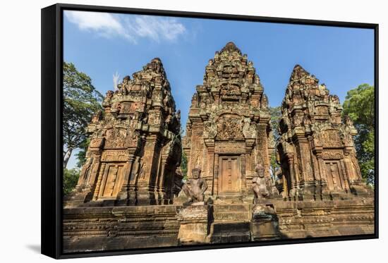 Banteay Srei Temple in Angkor-Michael Nolan-Framed Stretched Canvas