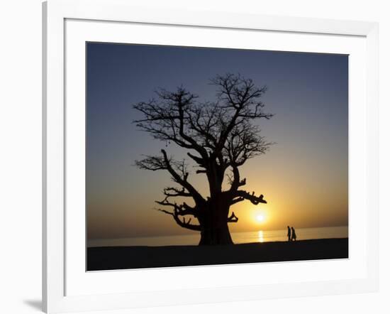 Baobab Tree and Couple Walking, Sine Saloum Delta, Senegal, West Africa, Africa-Robert Harding-Framed Photographic Print