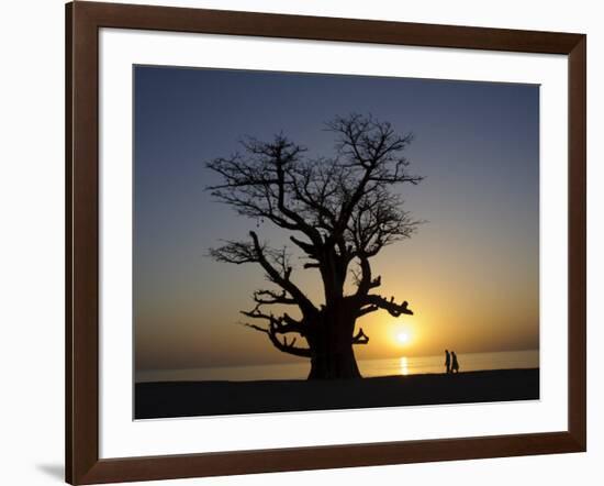 Baobab Tree and Couple Walking, Sine Saloum Delta, Senegal, West Africa, Africa-Robert Harding-Framed Photographic Print